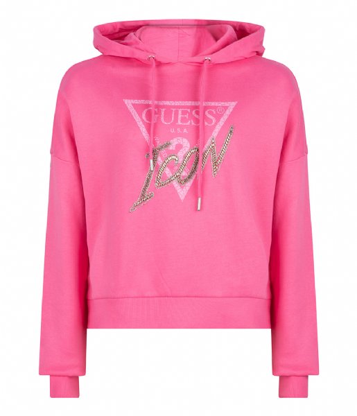 Guess  Iconic Hood Sweatshirt Rosy Glow Pink